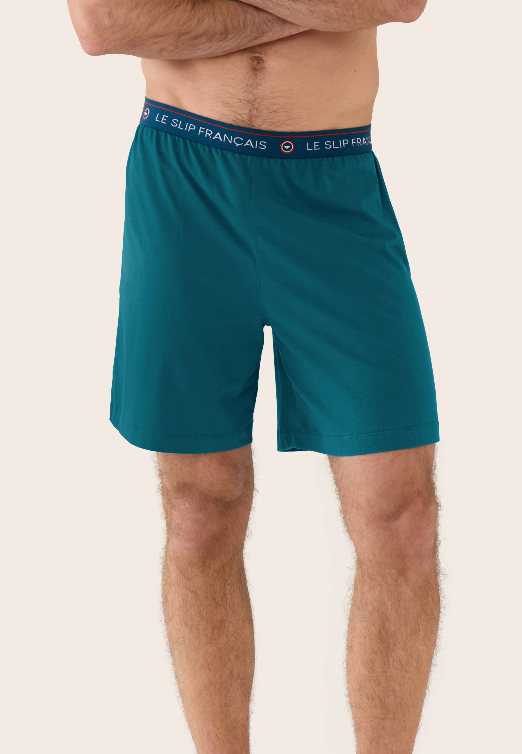 Bas de pyjama court bleu en coton - Invincible Bleu Canard - Image 4