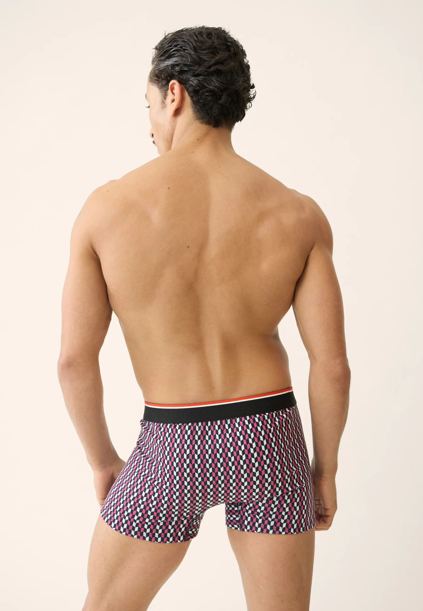 Boxer fuchsia à motif fléchettes en coton - Marius Flechette Fuchsia - Image 3
