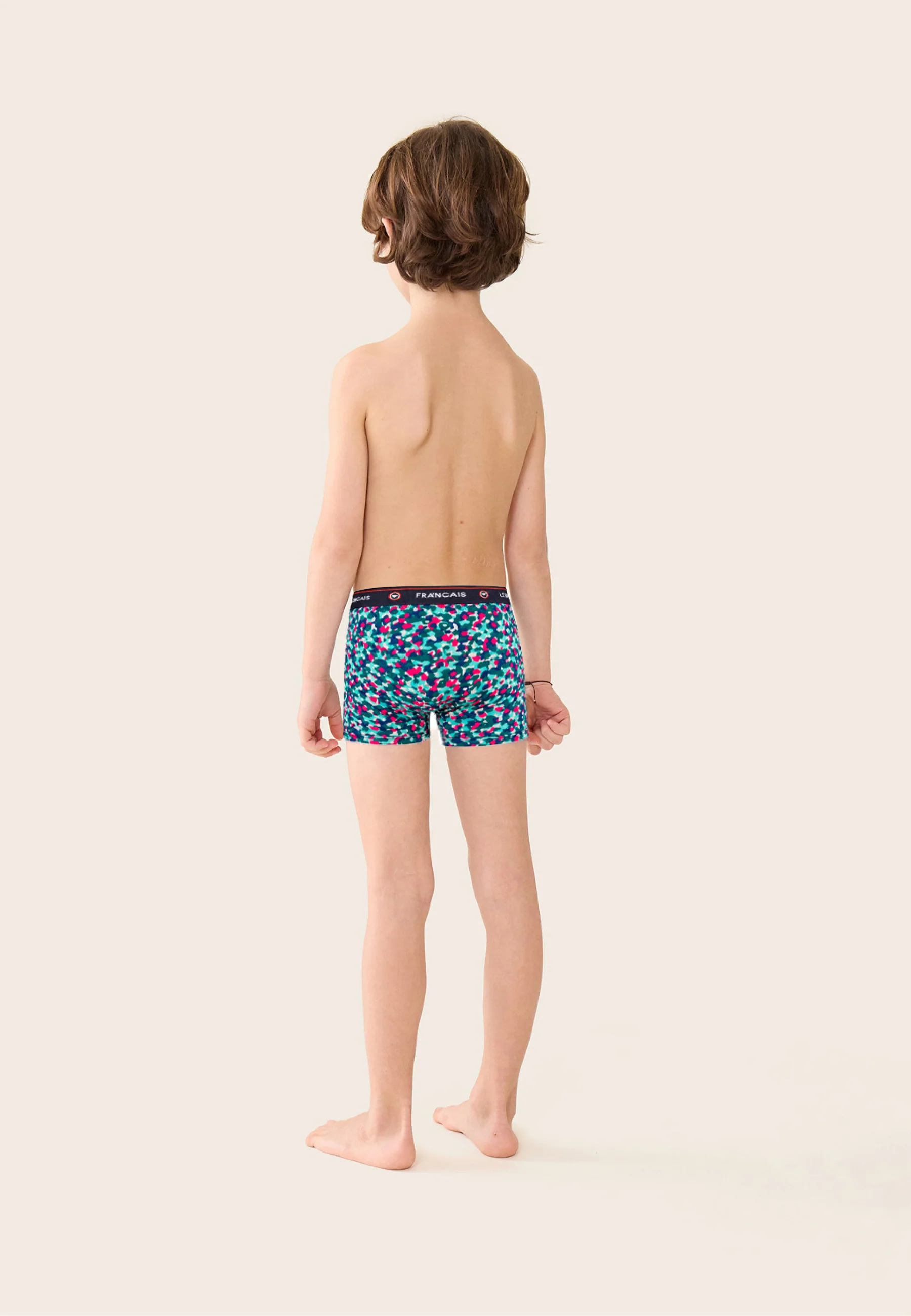 Boxer enfant vert à motif confetti en coton - Petit Joseph Confetti Vert D'Eau - Image 3
