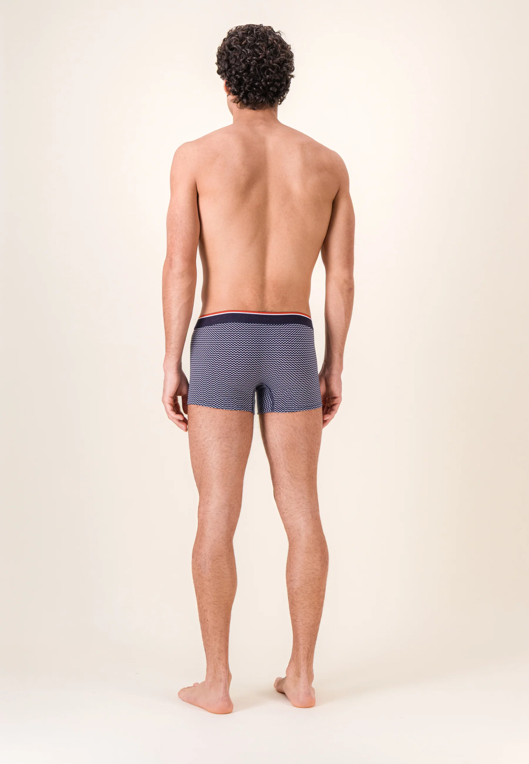 Boxer marinière bleu en coton - Marius Chevron - Image 3