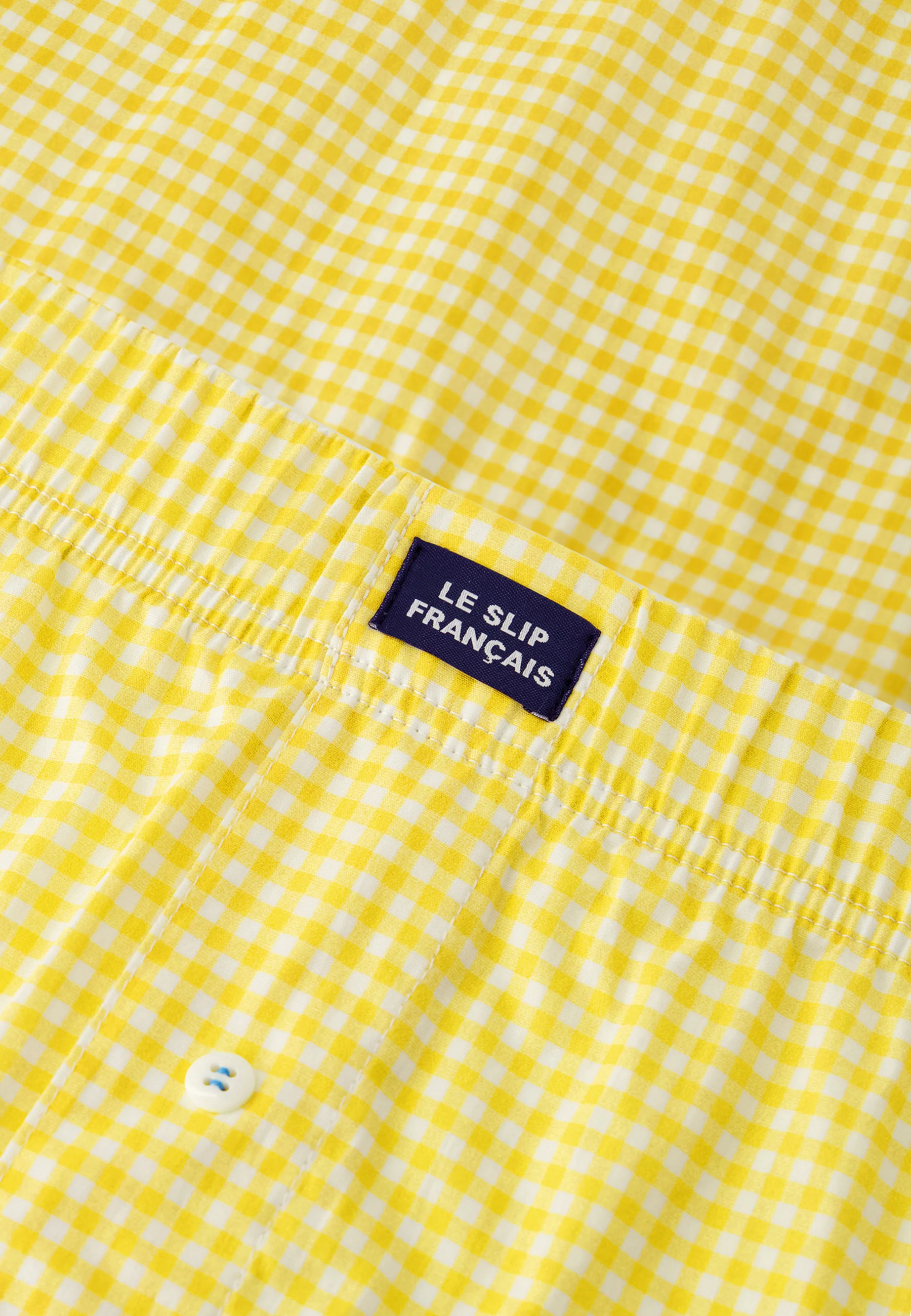 Caleçon à carreaux jaune en coton - Jacques Vichy Jaune Citron - Image 5