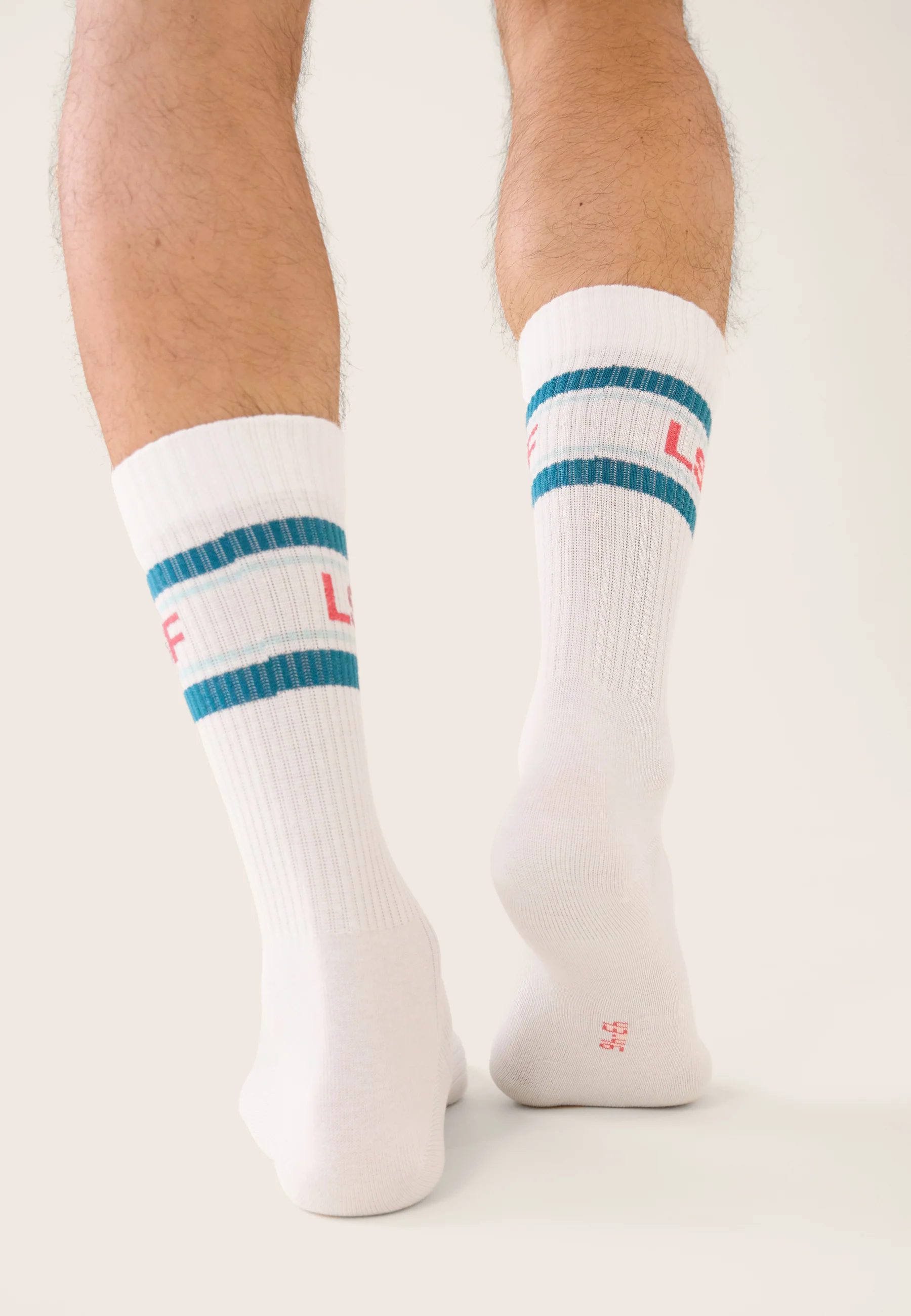 Chaussettes de sport mi-hautes rayées bleu, vert et rose - Wilfried Lsf Bleu Canard Vert D'Eau Rose Cerise - Image 3