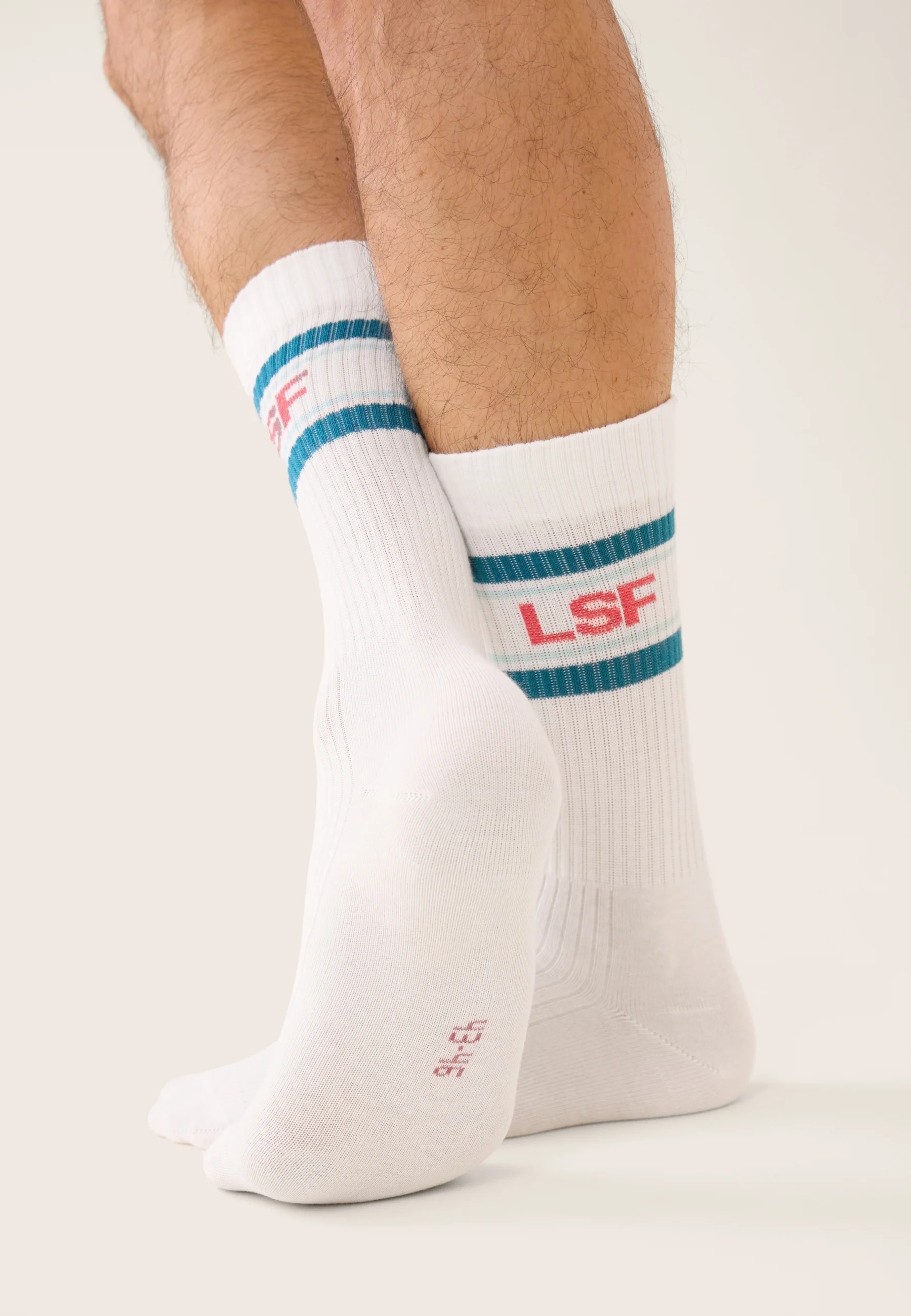 Chaussettes de sport mi-hautes rayées bleu, vert et rose - Wilfried Lsf Bleu Canard Vert D'Eau Rose Cerise - Image 4