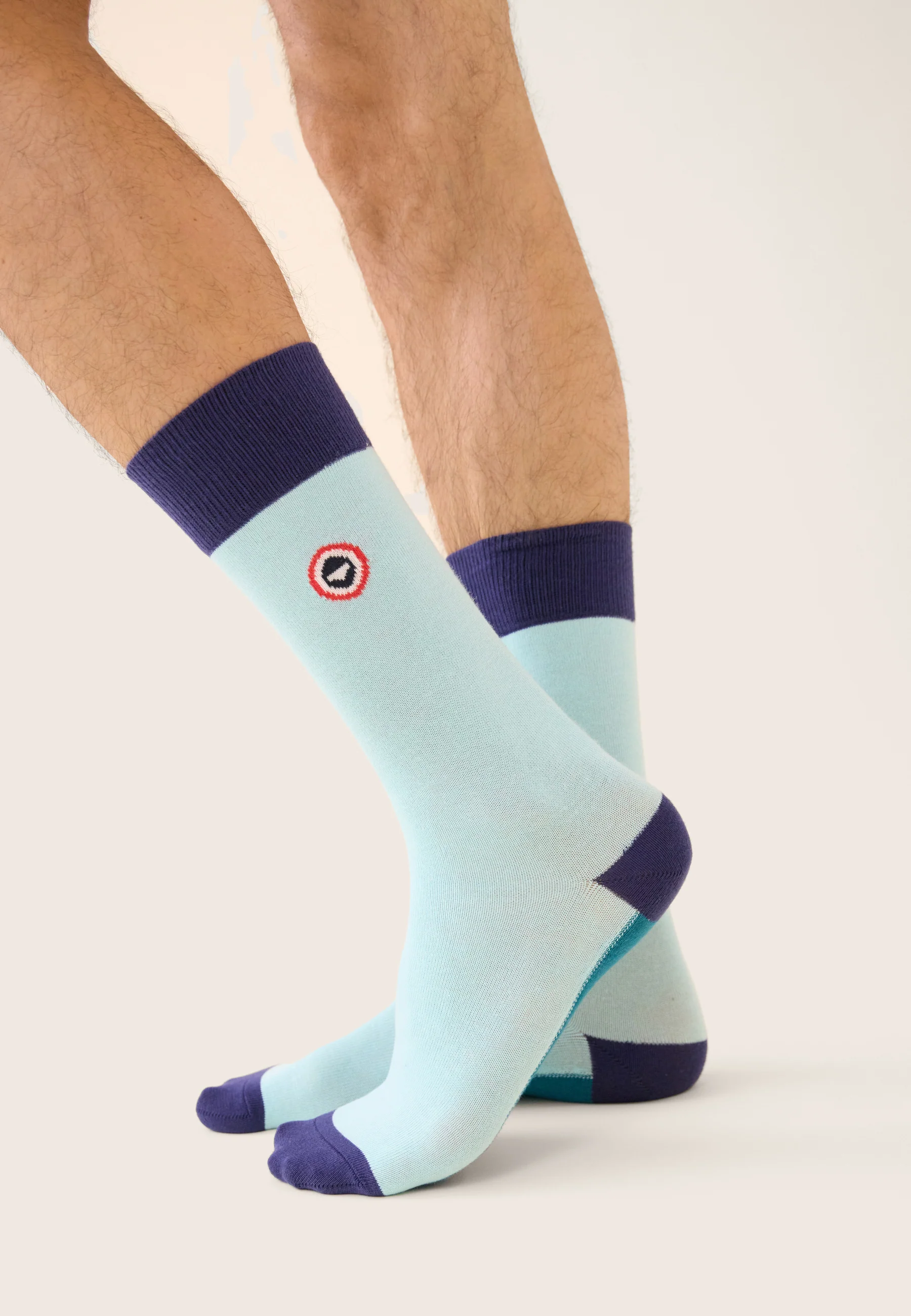 Chaussettes mi-hautes bleu fantaisie - Lucas Bloc Indigo Bleu Canard Vert D'Eau - Image 2