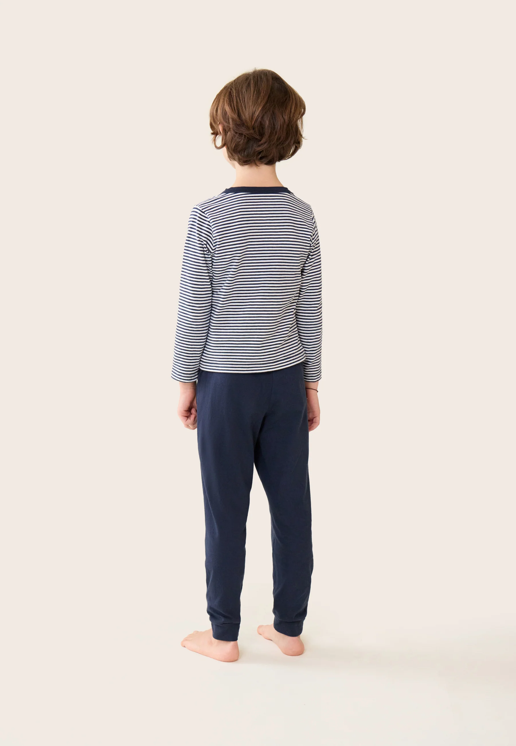 Ensemble pyjama enfant haut marinière et pantalon bleu marine en coton - Petit Jeason Mariniere Marine - Image 6