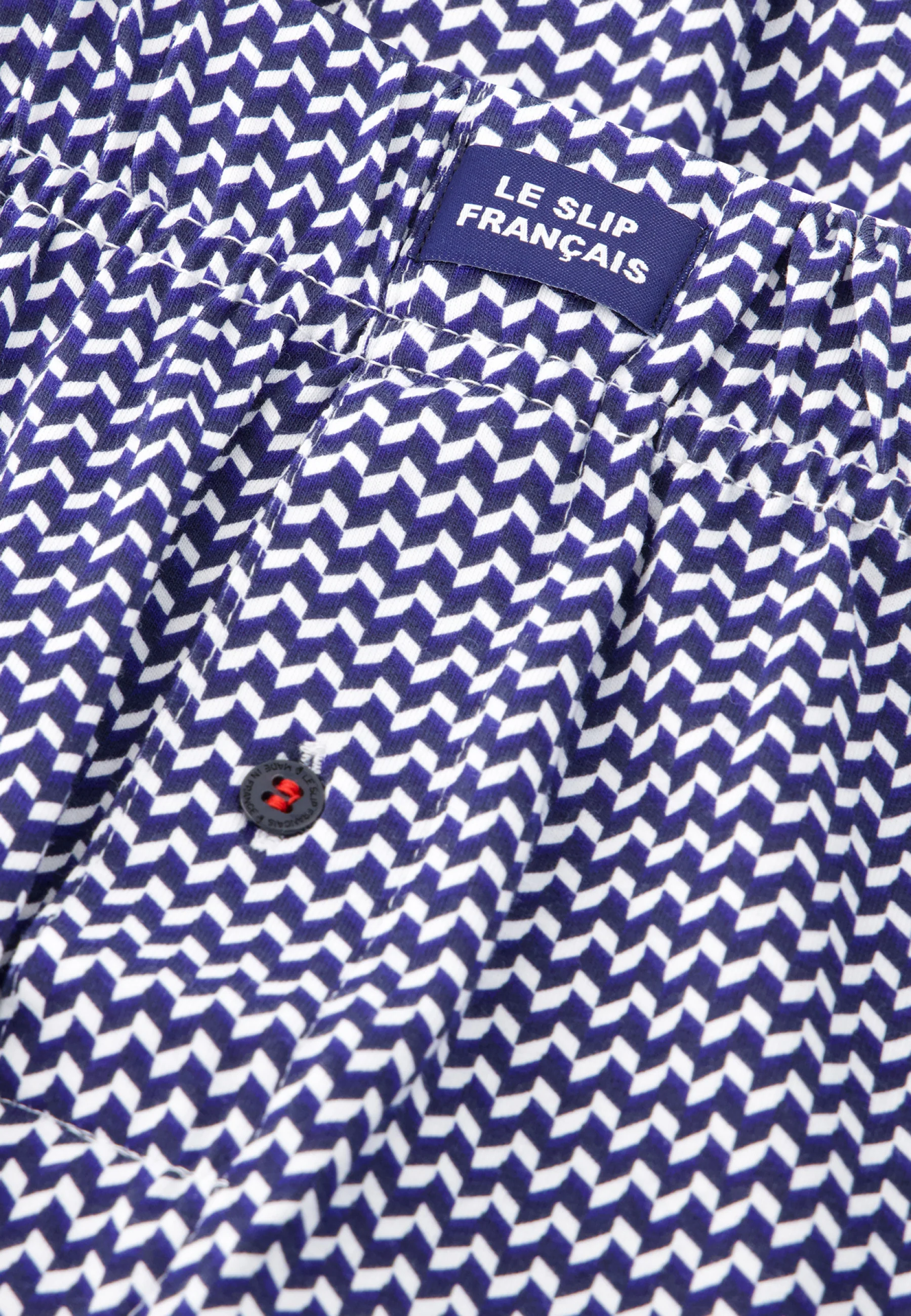 Caleçon à chevrons bleu blanc noir en jersey de coton - Fredo Chevron - Image 3