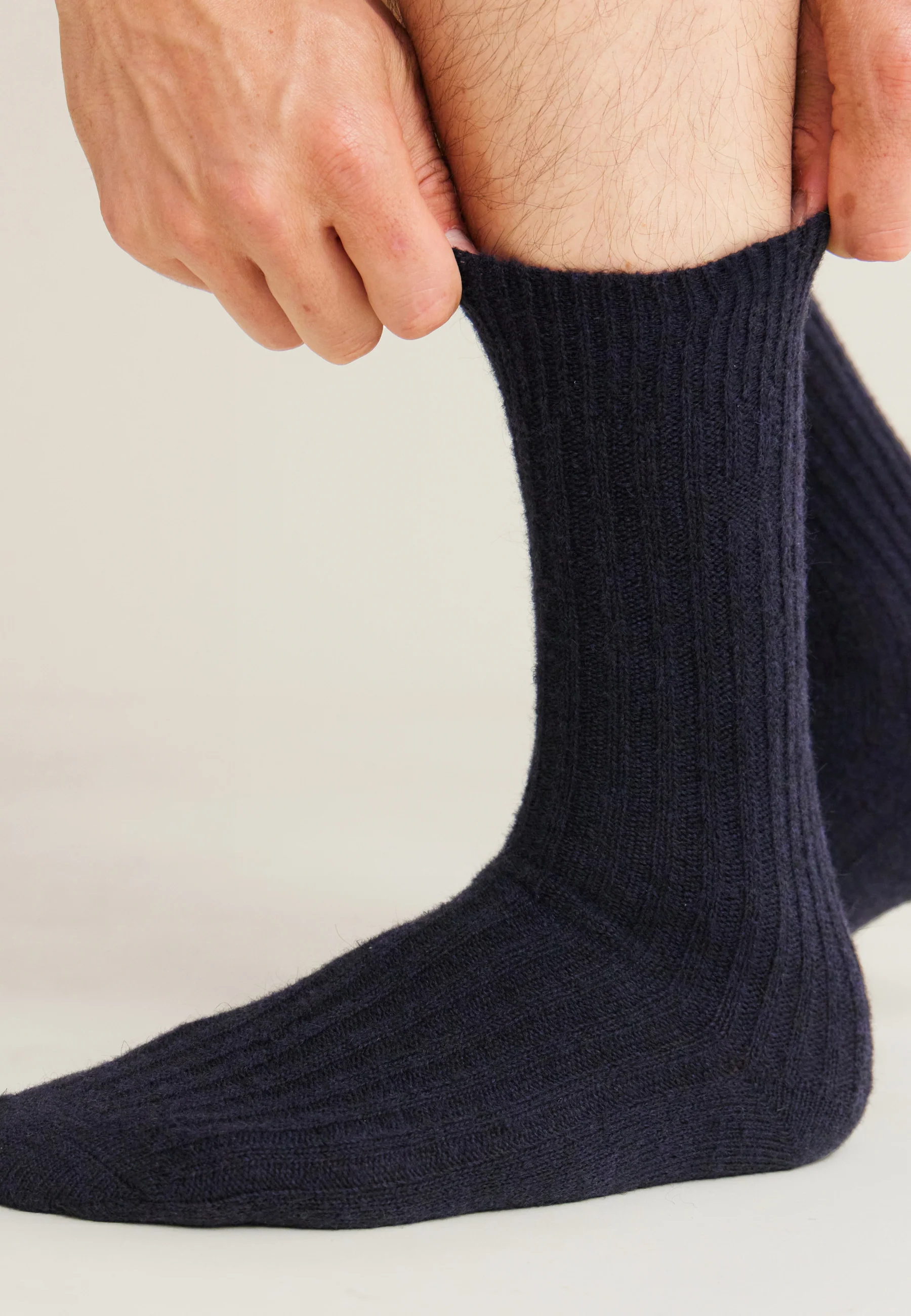 Lot de 2 chaussettes mi-hautes en mohair - Chaussettes Marine Camel - Image 4