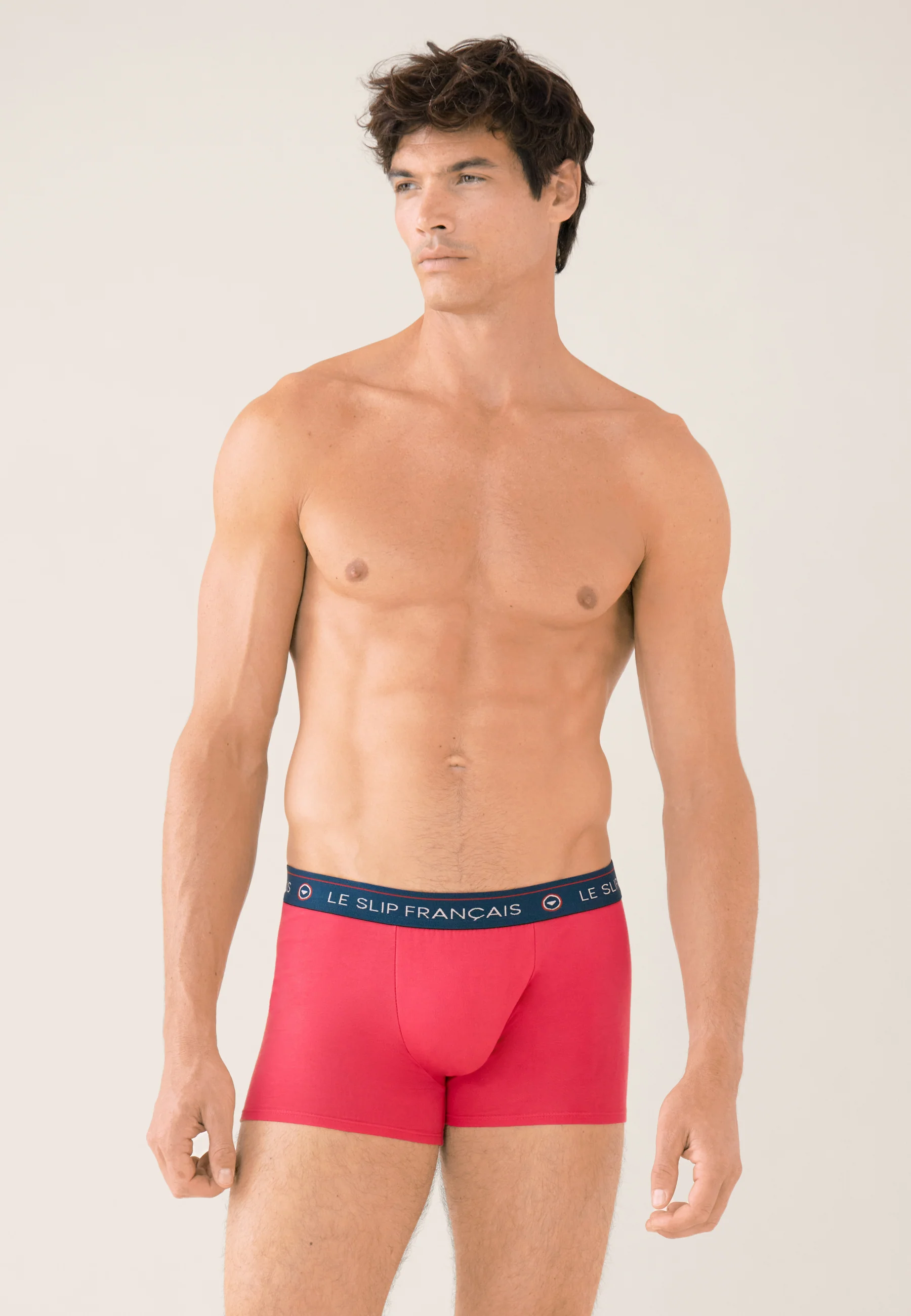 Lot de 3 boxers en coton - Boxers Marine Cercle Vert D'Eau Rose Cerise - Image 3