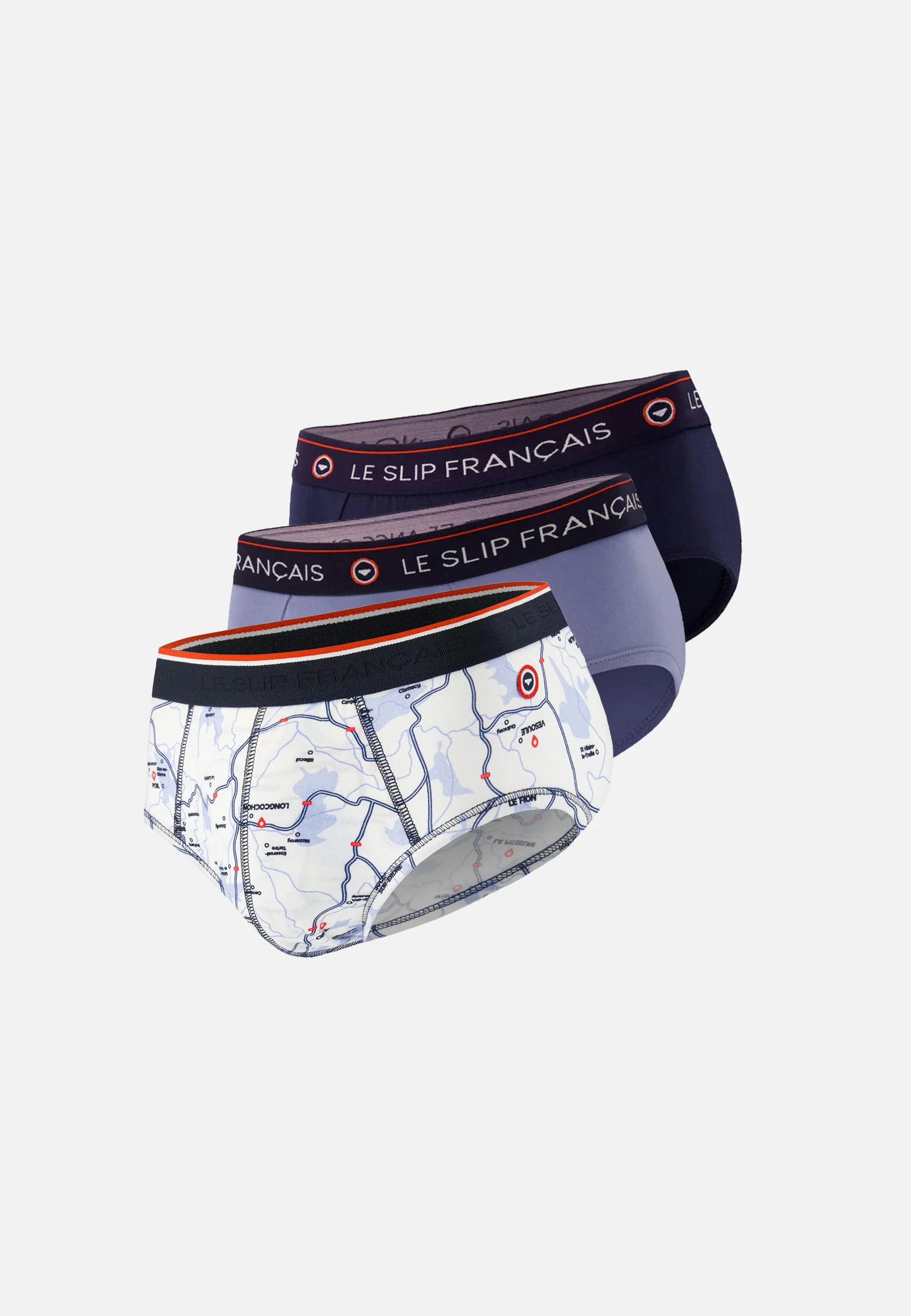 Lot de 3 slips en coton - Slips France en Slip Bleu Jean Marine