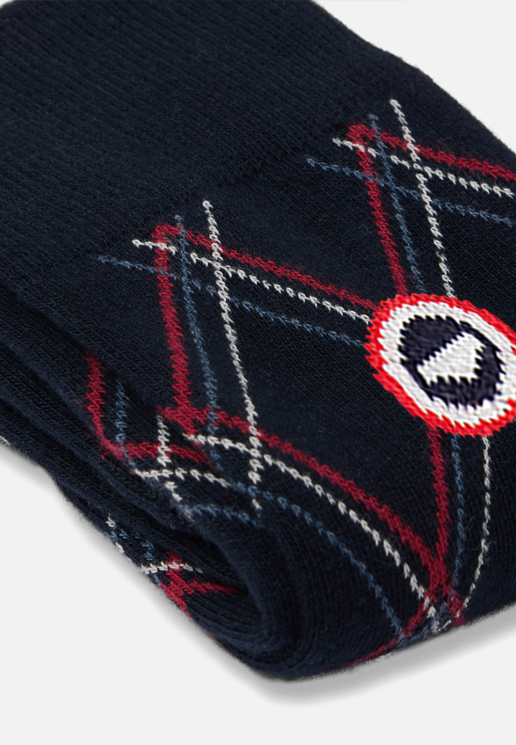Chaussettes mi-hautes bleu marine à carreaux fantaisie - Lucas Tartan Marine - Image 3