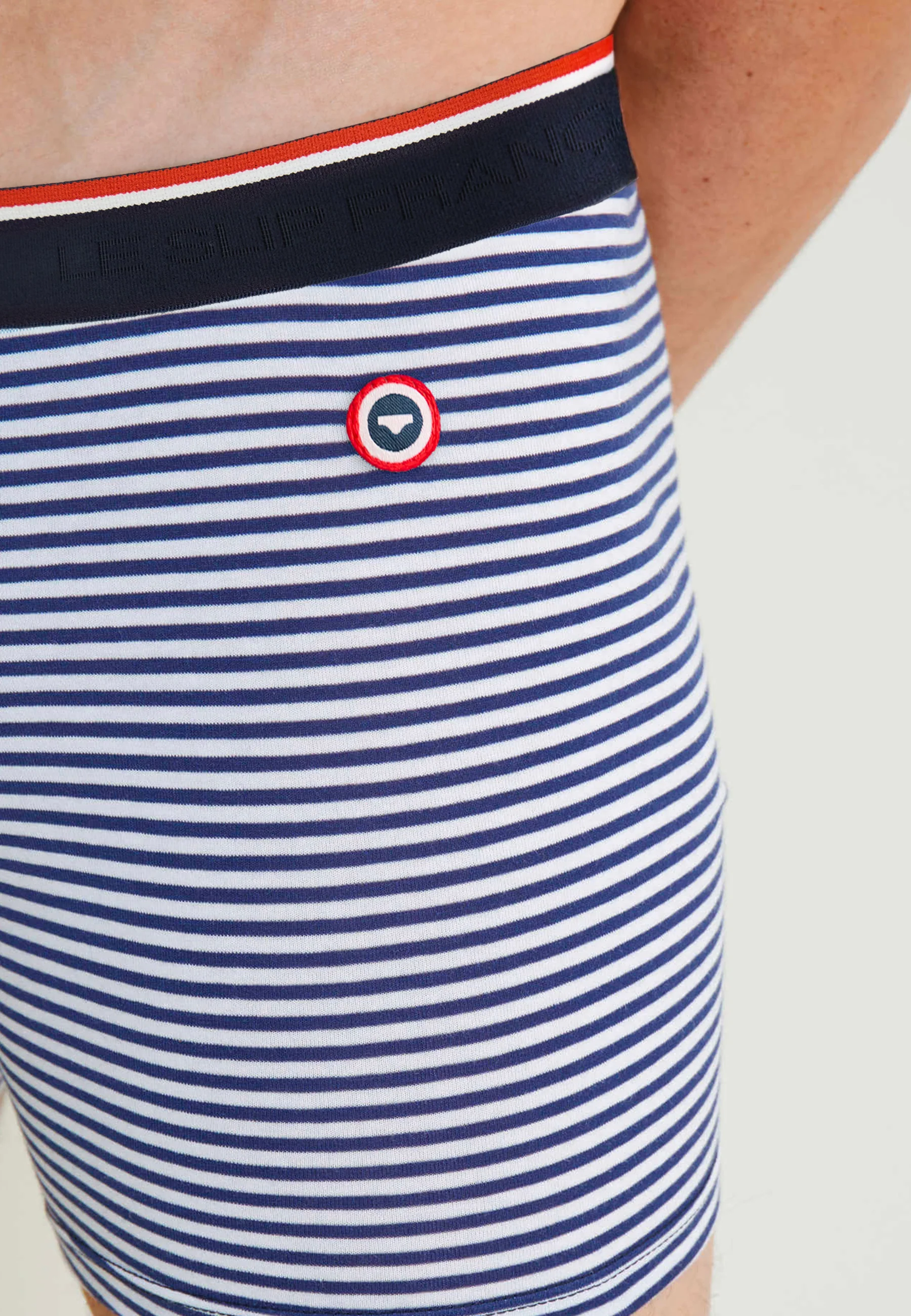 Boxer long marinière bleu en coton - Michel Mariniere - Image 3