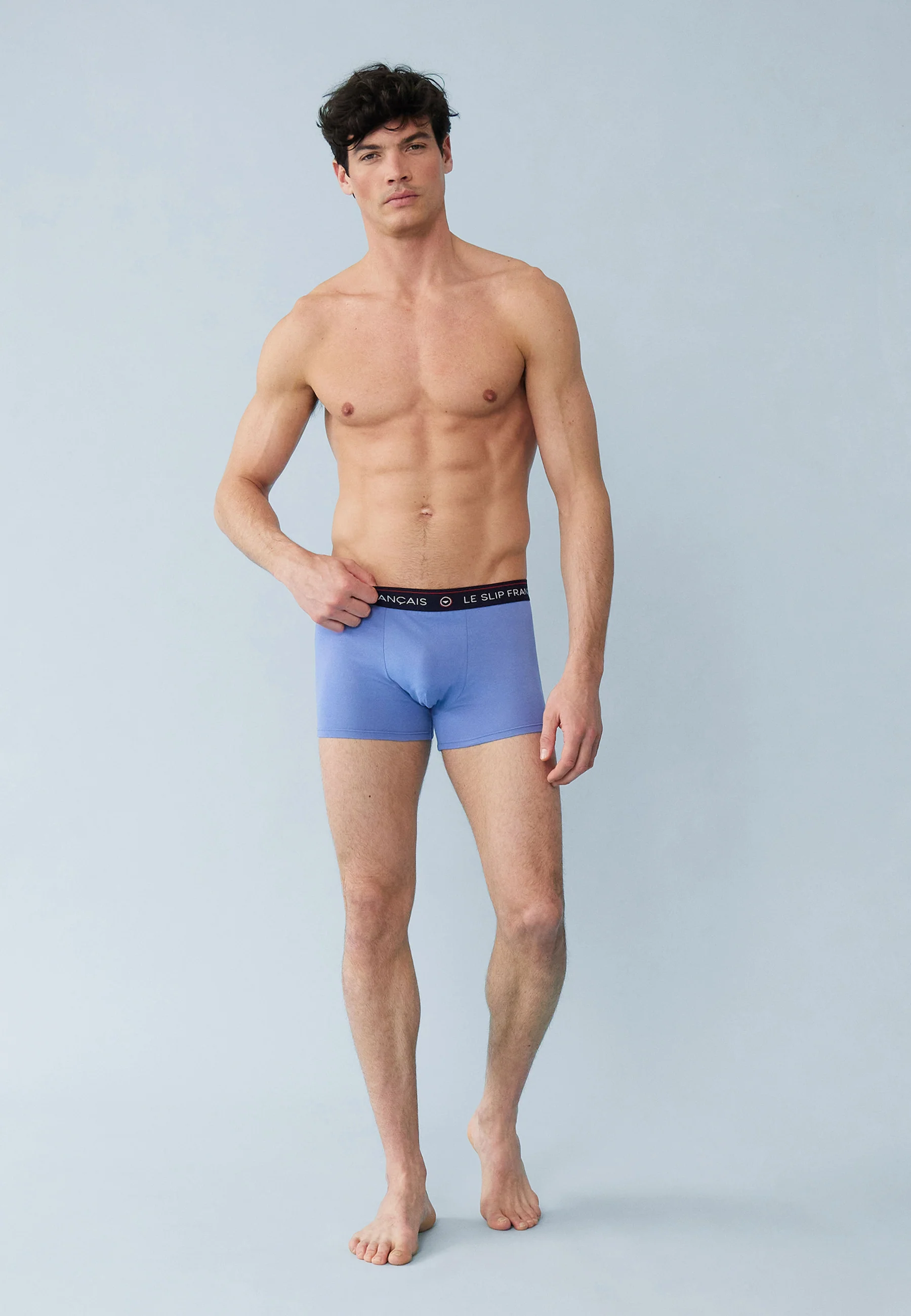 Lot de 5 boxers en coton - Boxers Noir Bleu Bleu Marine Gris Chiné Rouge - Image 6