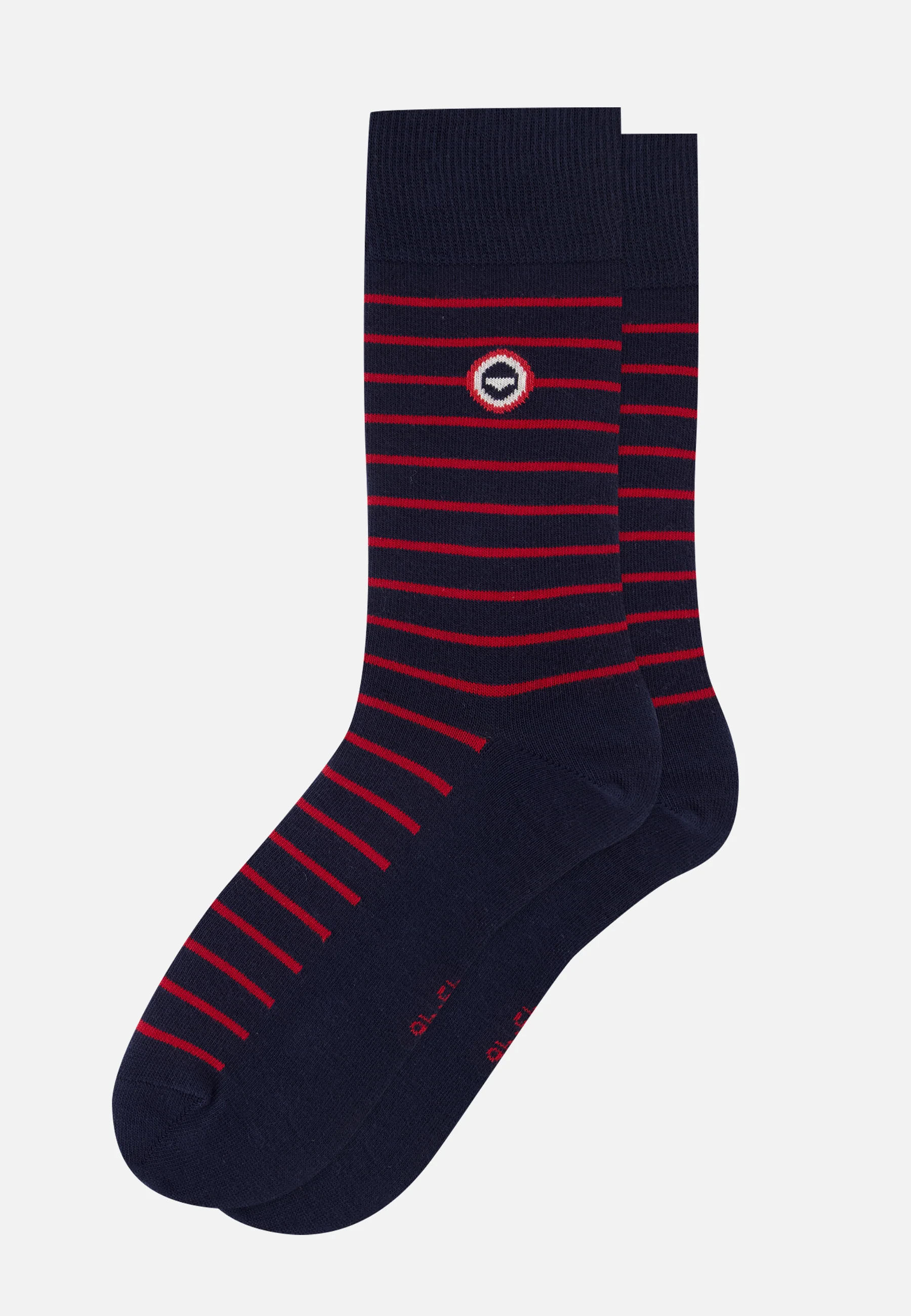 Lot de 7 chaussettes mi-hautes en coton - Chaussettes Marine Acier Rouge Blanc Rayures Marine - Image 9