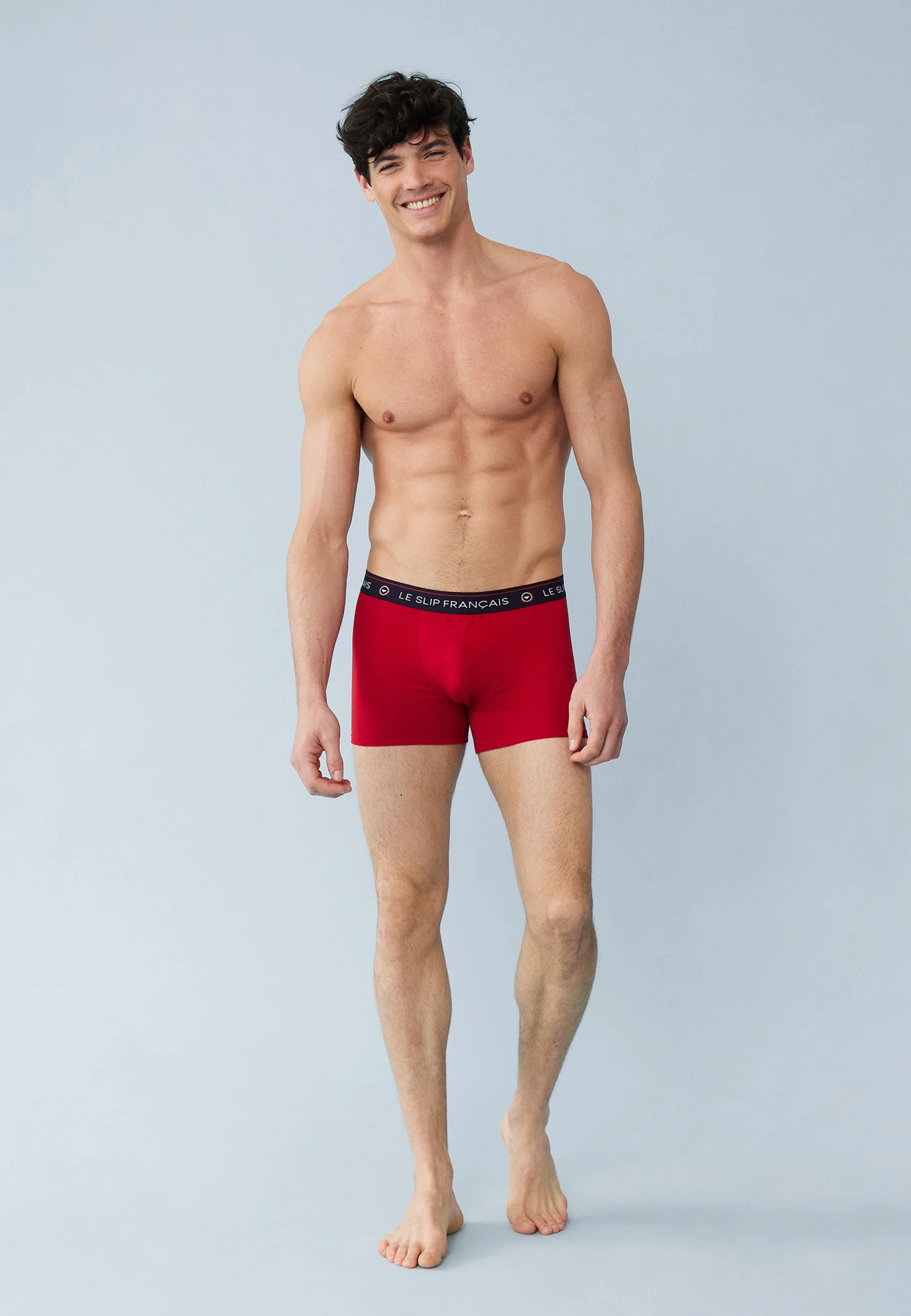 Lot de 3 boxers en coton - Boxers Bleu Marine Blanc Rouge - Image 6