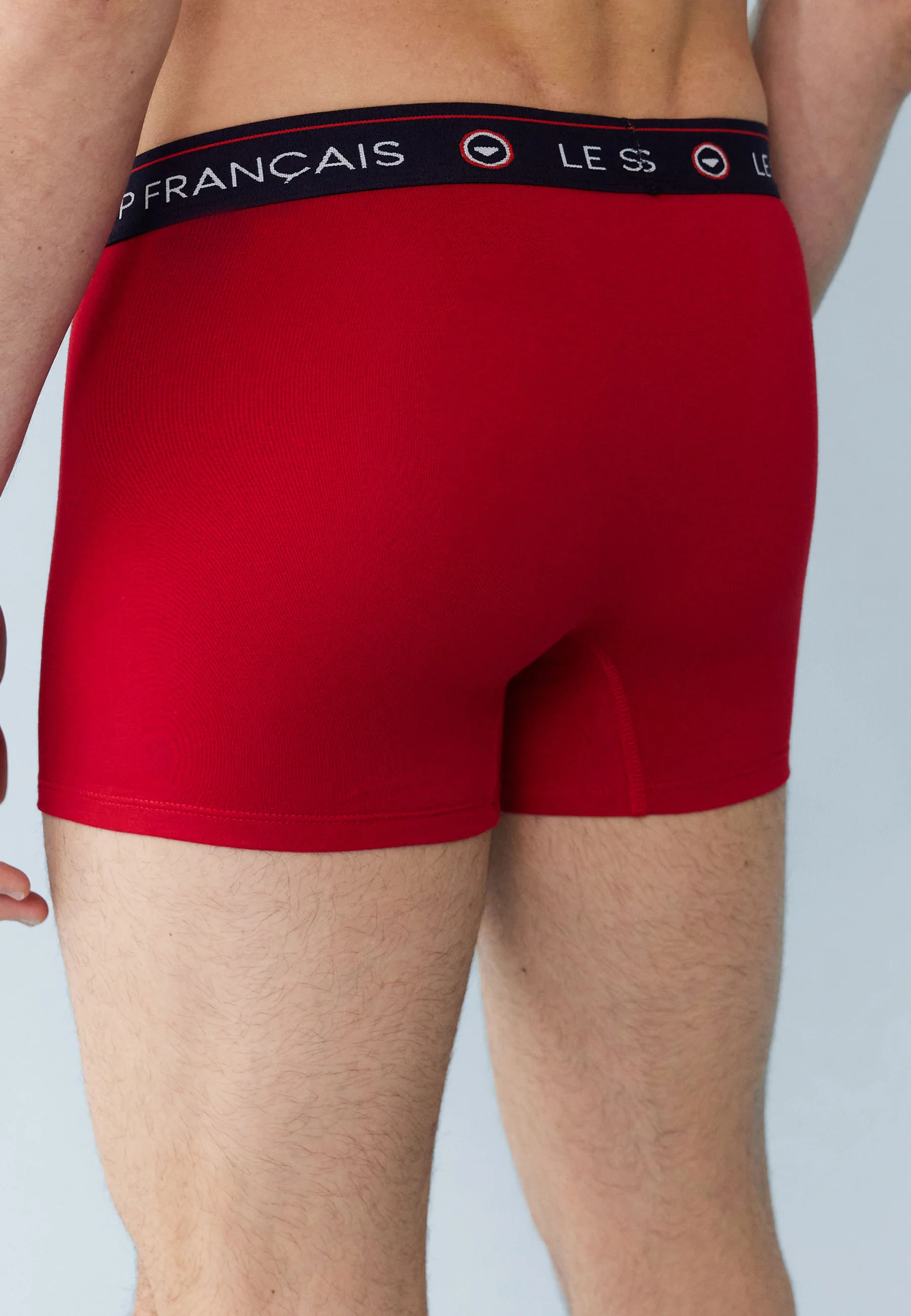 Lot de 3 boxers en coton - Boxers Bleu Marine Blanc Rouge - Image 7