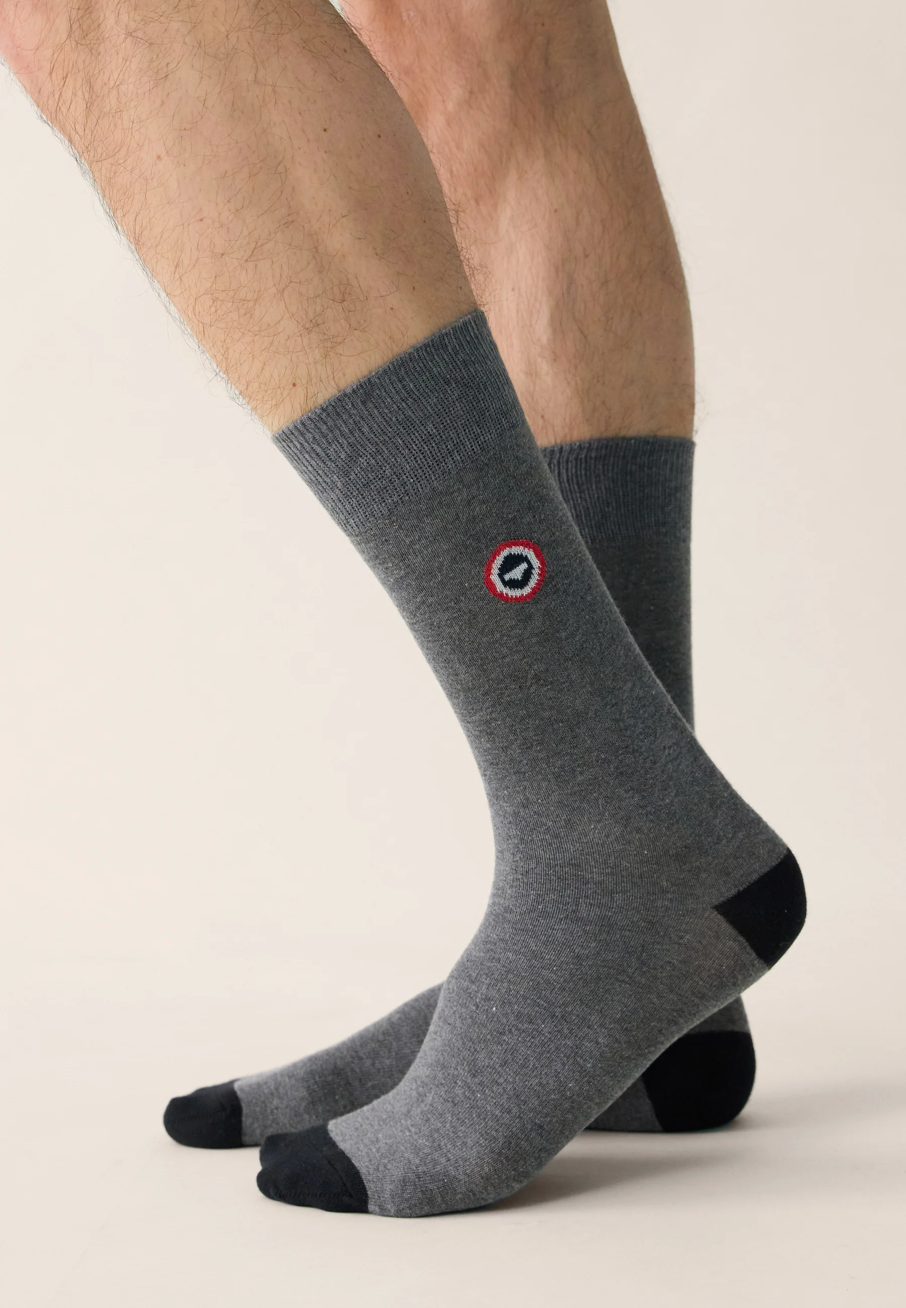 Lot de 3 chaussettes noir et gris mi-hautes - Chaussettes Noir Gris Anthracite Gris - Image 4