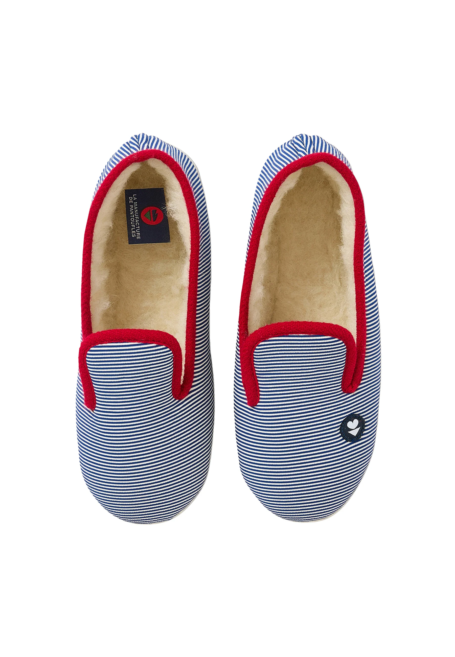 Chaussons d'intérieur en laine - Pantoufles Rayure Marine - Image 4