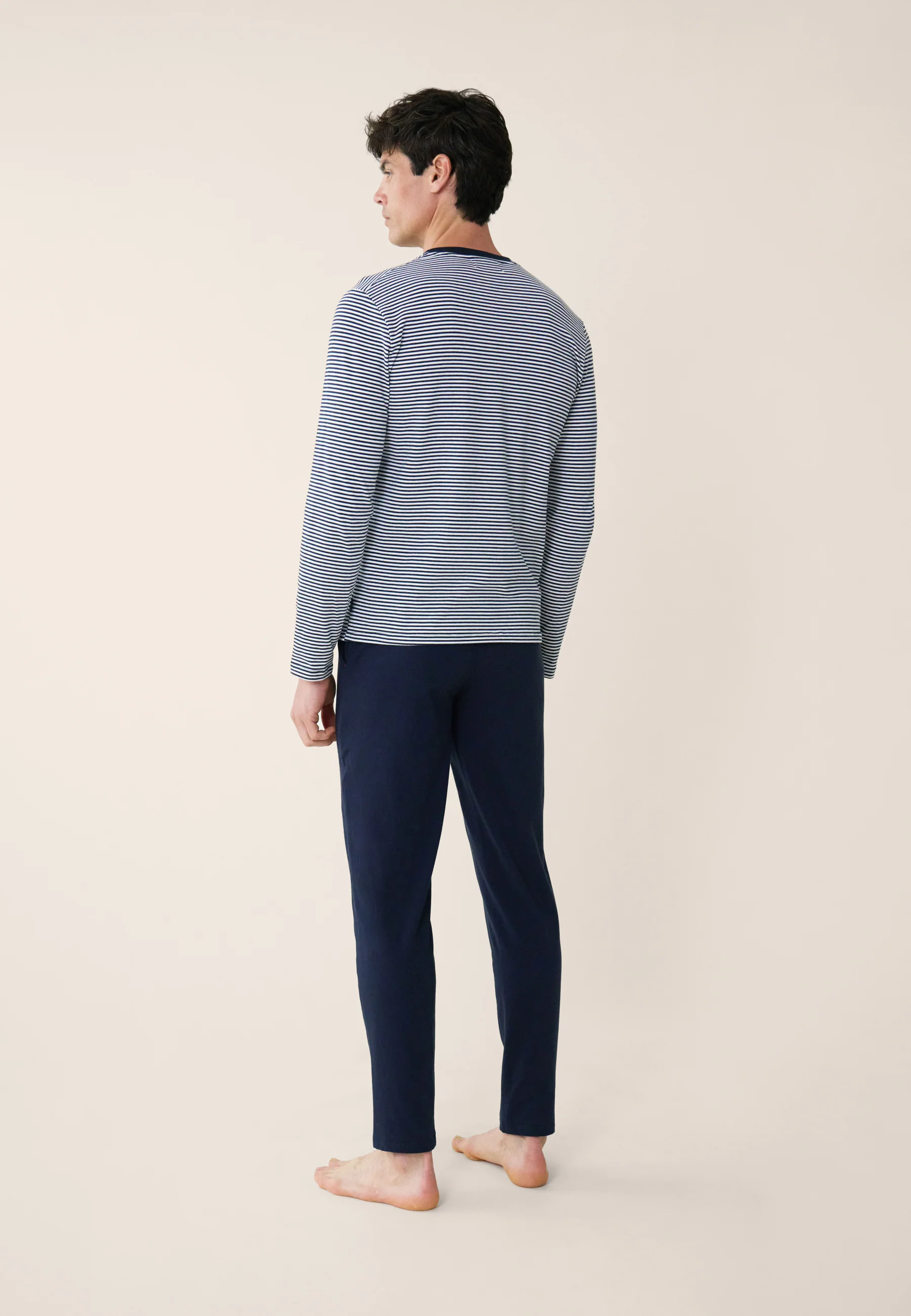 Ensemble pyjama haut marinière et pantalon bleu marine en coton - Pack Jeason Ml Marine Mariniere Marine - Image 3
