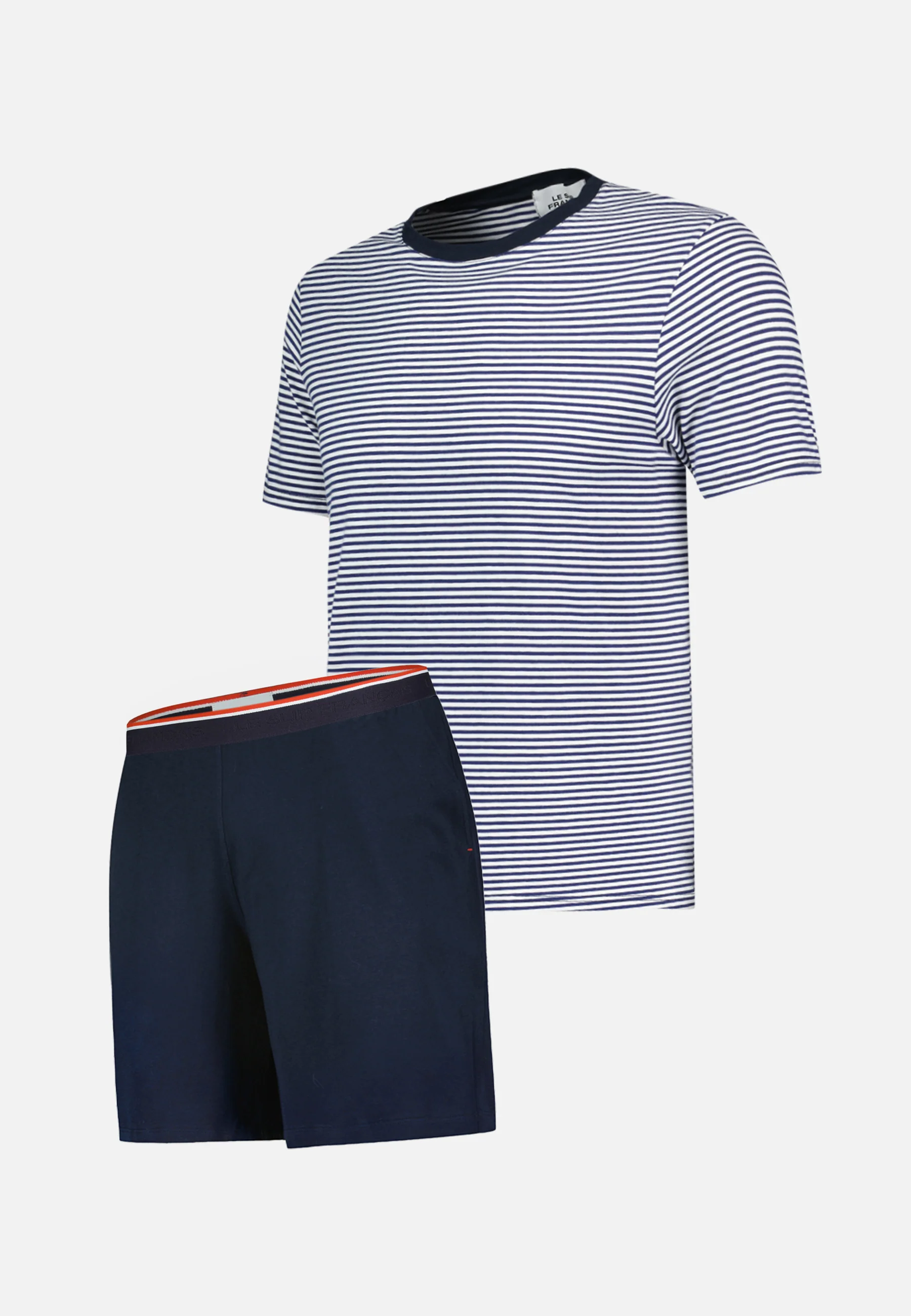Ensemble pyjama haut marinière et short bleu marine en coton - Pack Jeason manches courtes Marinière Marine - Image 6