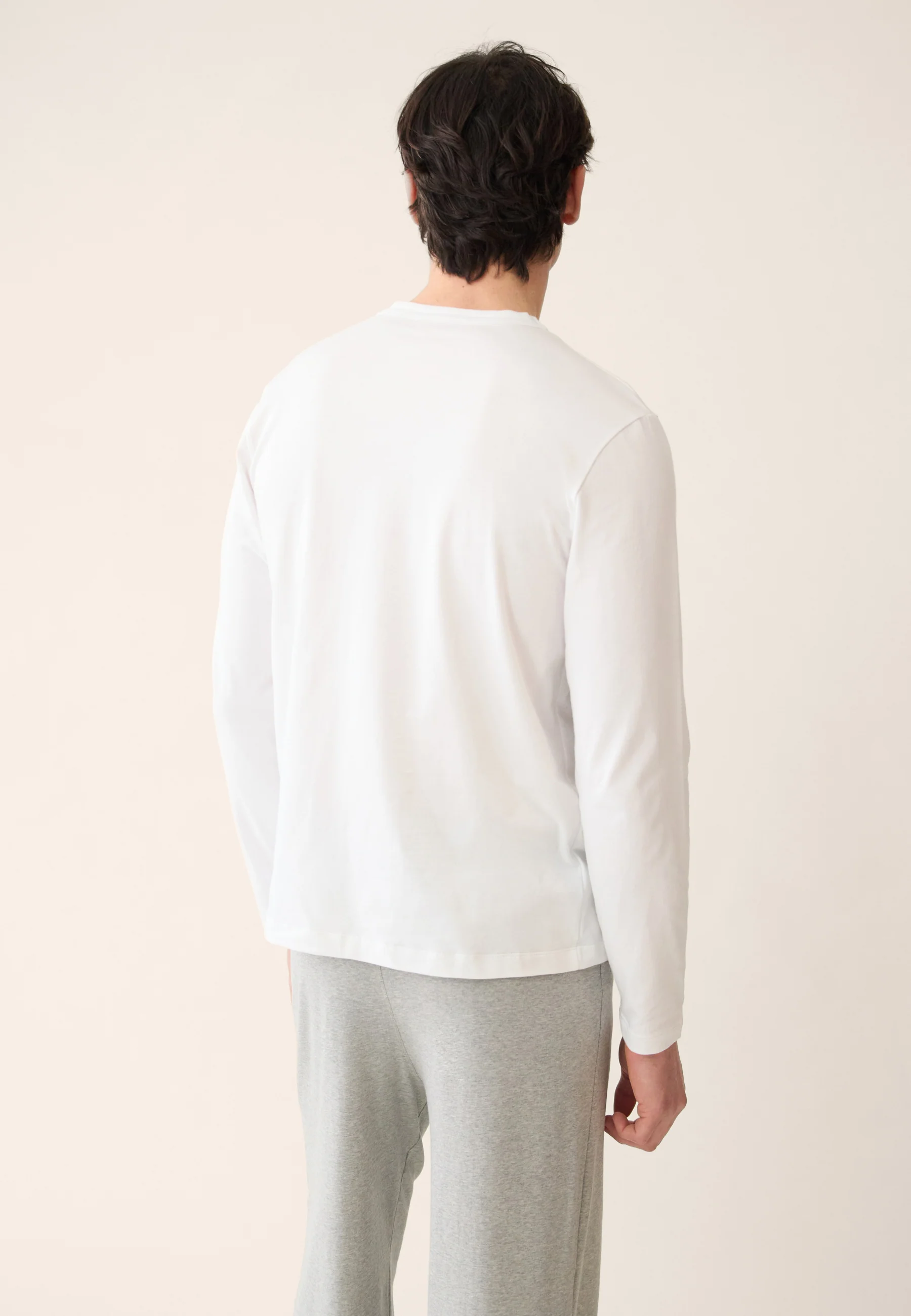 T-shirt homme blanc à manches longues en coton - Superbe Blanc - Image 5