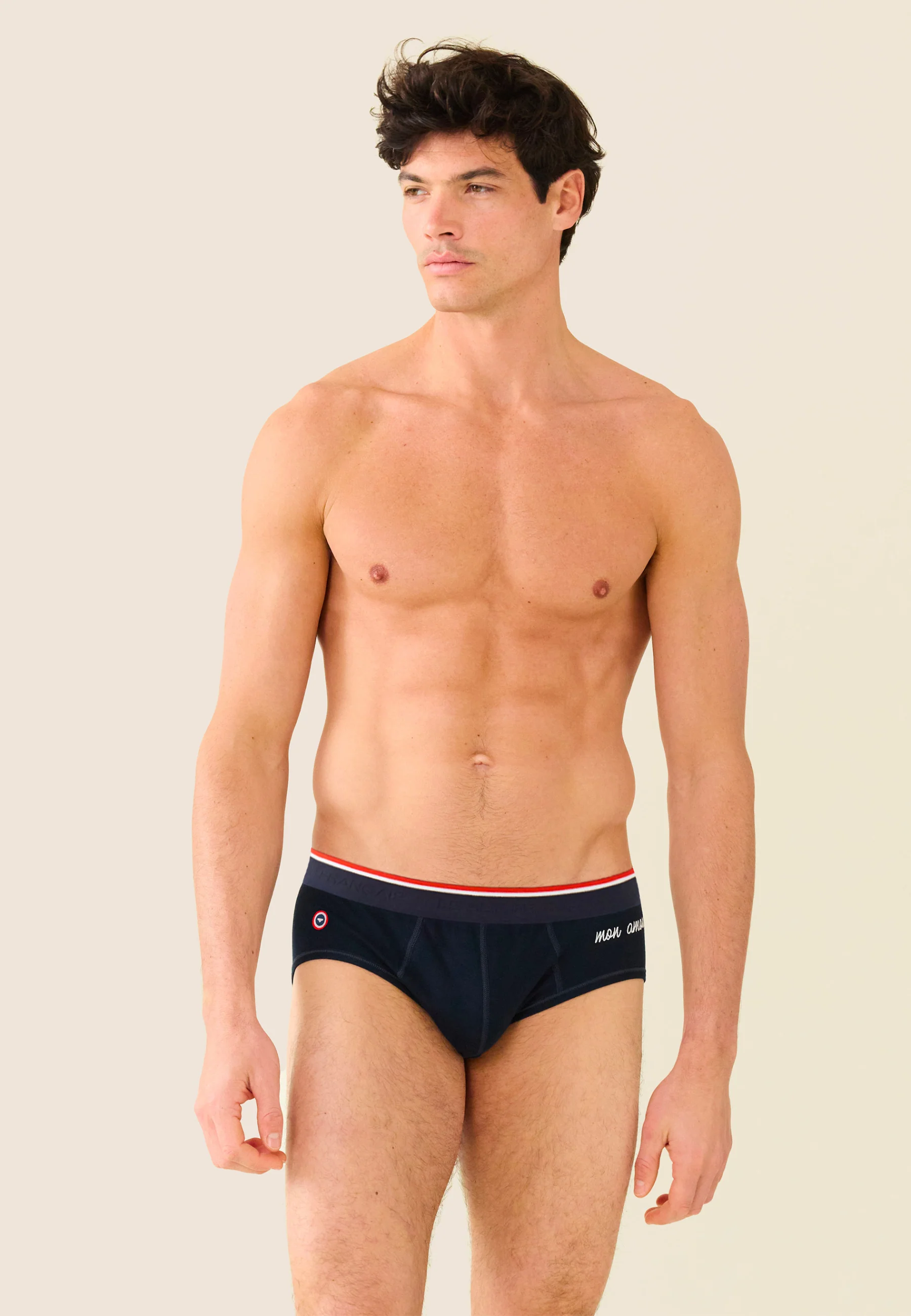 Slip bleu marine brodé en coton - Terrible Bleu Amour - Image 3